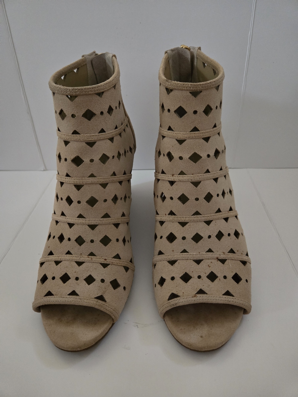Michael Kors Women's Cutout Peep-Toe Ankle Booties - Beige 9M